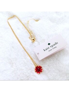 Kate Spade Blushing Blooms Red and Gold Multi Floral Pendant Necklace